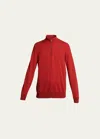 Loro Piana Men's Roadster 1/4-zip Cashmere Sweater In Tomato Red/berry