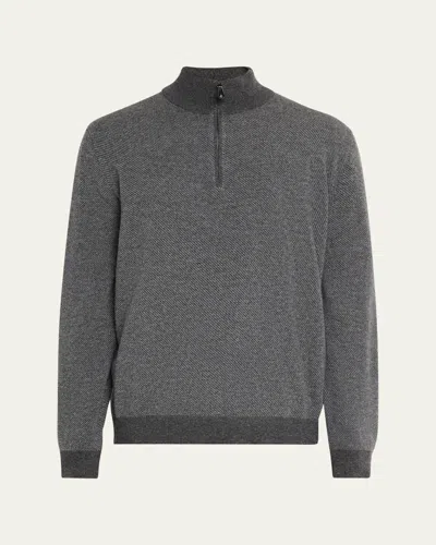 Loro Piana Men's Roadster Cashmere Quarter-zip Sweater In Gray