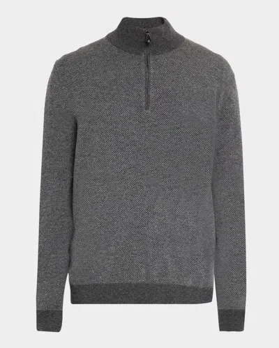 Loro Piana Men's Roadster Cashmere Quarter-zip Sweater In Gray