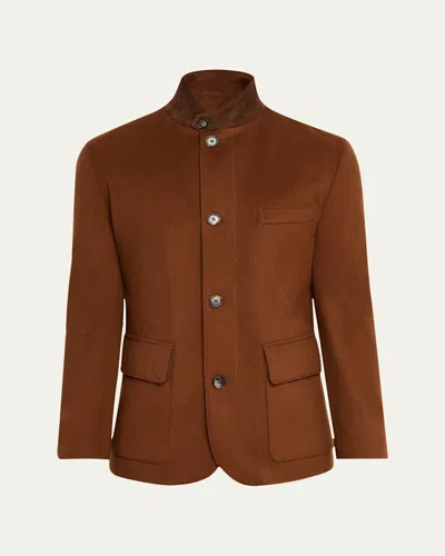 Loro Piana Men's Roadster Cashmere Single-breasted Jacket In Brown