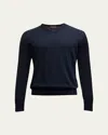 Loro Piana Men's Scollo Cashmere V-neck Sweater In Blue/navy
