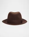 Loro Piana Men's Sergio Baby Cashmere And Felt Fedora Hat In Burgundy