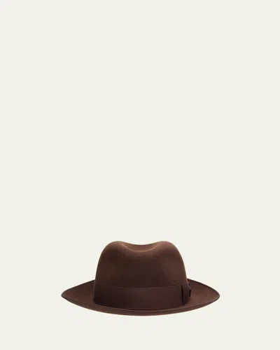 Loro Piana Men's Sergio Baby Cashmere And Felt Fedora Hat In Brown
