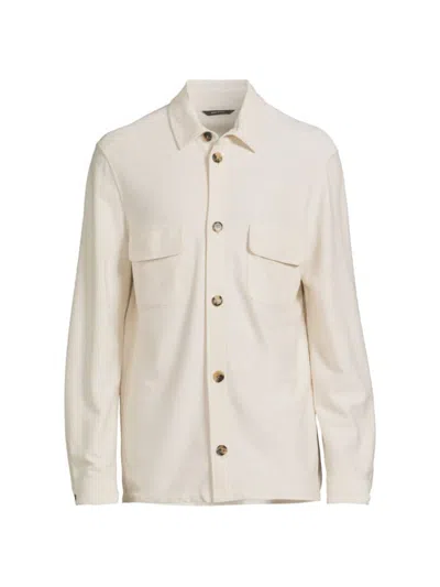 Loro Piana Men's Silk & Cotton-blend Button-front Overshirt In Neutrals
