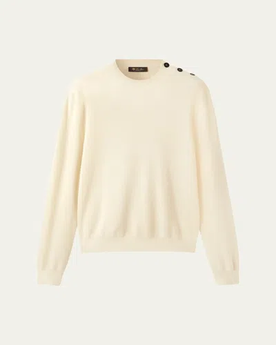 Loro Piana Sloop Button-detail Ribbed Sweater In Neutral