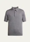 Loro Piana Men's Sottile Short-sleeve Polo Sweater In M0jk Grey Melange