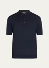 Loro Piana Men's Sottile Short-sleeve Polo Sweater In W000 Blue Navy