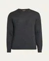 Loro Piana Men's Sottile Wool, Silk And Cashmere Crewneck Sweater In Black