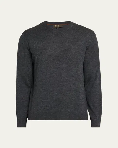 LORO PIANA MEN'S SOTTILE WOOL, SILK AND CASHMERE CREWNECK SWEATER