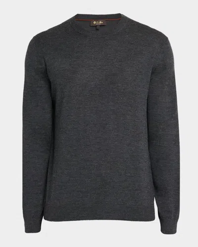 LORO PIANA MEN'S SOTTILE WOOL, SILK AND CASHMERE CREWNECK SWEATER