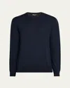 Loro Piana Men's Sottile Wool, Silk And Cashmere Crewneck Sweater In Blue