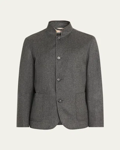 Loro Piana Men's Spagna Cashmere Single-breasted Jacket In Gray