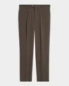 Loro Piana Men's Stafford Wool Twill Pleated Trousers In Brown