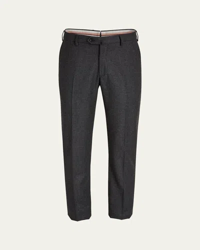 Loro Piana Men's Straight-leg Flannel Pants In London Smoke Melange