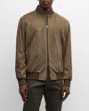 Loro Piana Suede Bomber Jacket In Coal Green