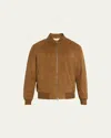 Loro Piana Men's Suede Bomber Jacket In Pecan