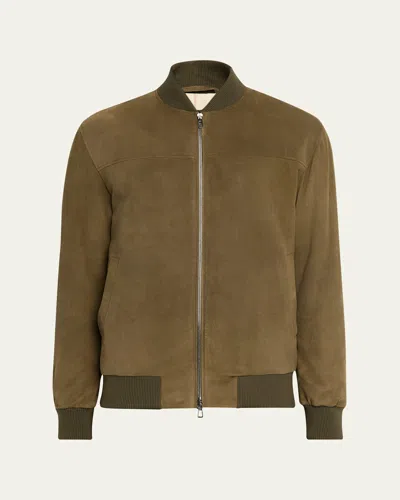 Loro Piana Men's Suede Full-zip Bomber Jacket In Brown