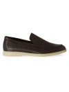 Loro Piana Men's Summer Walk Leather Loafers In Very Dark Brown