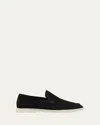Loro Piana Summer Walk Suede Loafers In Black