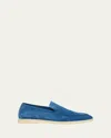 Loro Piana Men's Summer Walk Suede Loafers In Cobalt Ink