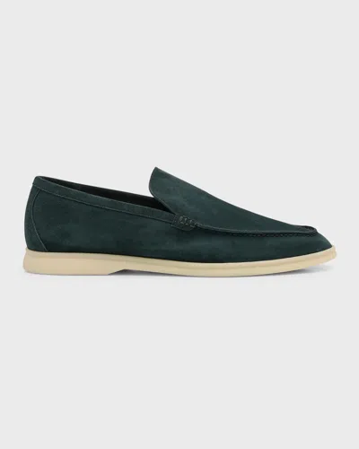 Loro Piana Men's Summer Walk Suede Loafers In Green