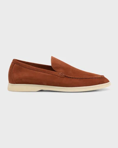 Loro Piana Men's Summer Walk Suede Loafers In Rust