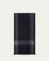 Loro Piana Frayed Checked Cashmere And Linen-blend Scarf In Blue/navy