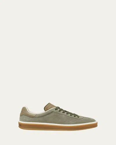 Loro Piana Men's Tennis Walk Suede Low-top Sneakers In Army Grey
