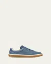 Loro Piana Men's Tennis Walk Suede Low-top Sneakers In Black Figs