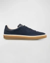 Loro Piana Men's Tennis Walk Suede Low-top Sneakers In Navy Blue