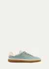 Loro Piana Men's Tennis Walk Suede Low-top Sneakers In Summer Green