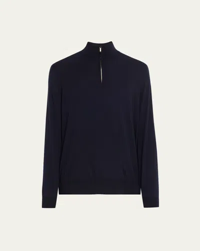 Loro Piana Men's The Gift Of Kings Mezzocollo Quarter-zip Sweater In Navy