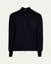 Loro Piana Men's The Gift Of Kings Wool Bomber Sweater In Blue Navy