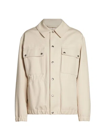 Loro Piana Men's Toei Bomber Cotton Canvas Rain Jacket In Sencha Tea