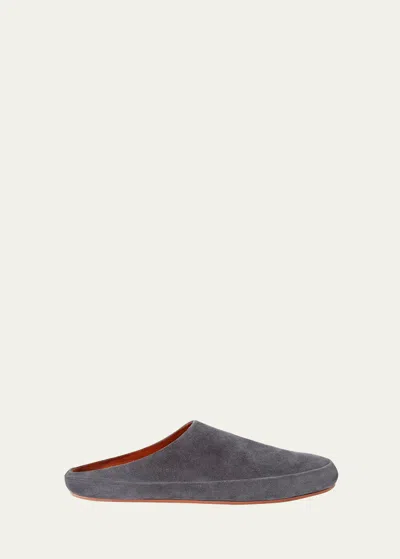 Loro Piana Men's Tomori Sabot Suede Mules In Ink