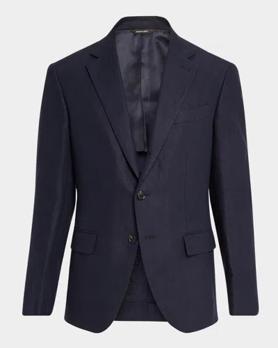 Loro Piana Torino Linen Suit Jacket In Blue