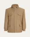 Loro Piana Men's Traveller Cashmere And Silk Chevron Field Jacket In Brown