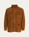 Loro Piana Men's Traveller Lambskin Suede Field Jacket In Brown