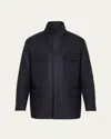 Loro Piana Men's Traveller Stand-collar Wool Utility Coat In Navy