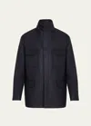 Loro Piana Men's Traveller Stand-collar Wool Utility Coat In W000 Blue Navy