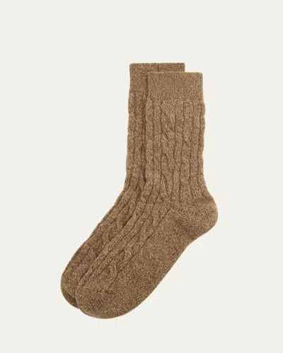 Loro Piana Men's Treccia Baby Cashmere Crew Socks In Brown