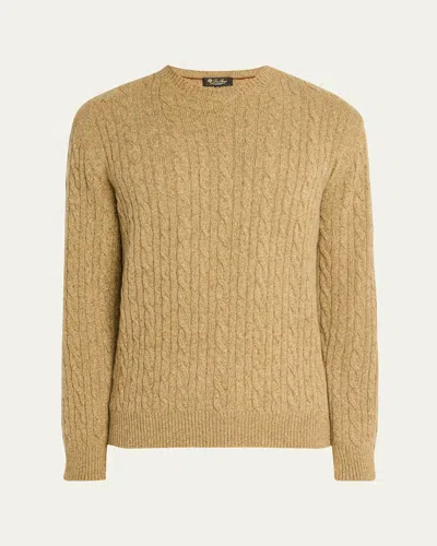 Loro Piana Men's Treccia Baby Cashmere Crewneck Sweater In J1v8 Raw Honey Mel R