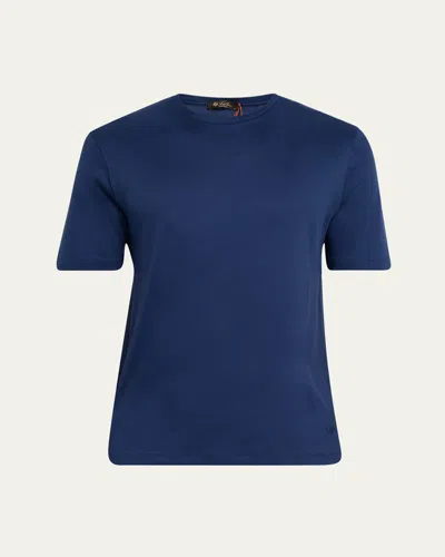 Loro Piana Men's Tremezzo Sea Island Cotton Crewneck T-shirt In W1c6 Blue Spirulina