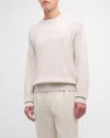Loro Piana Men's Washiba Cotton-cashmere Crewneck Sweater In Beige