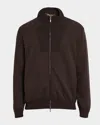 Loro Piana Whitney Cotton-blend Jersey Bomber Jacket In Brown