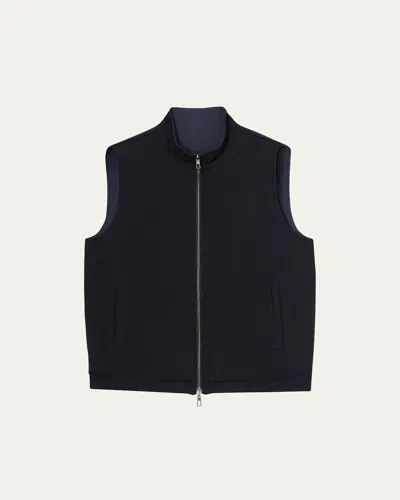 Loro Piana Men's Windmate Reversible Zip-front Vest In Blue Navy