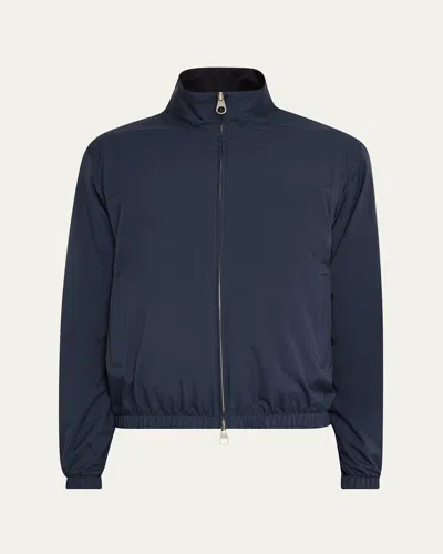 Loro Piana Men's Windmate Storm System Nylon Bomber Jacket In Blue/navy