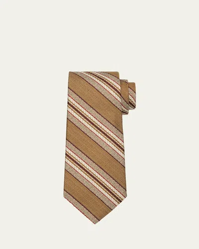 Loro Piana Men's Yale Andino Stripe Silk Tie In Brown