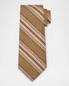 Loro Piana Men's Yale Andino Stripe Silk Tie In Brown