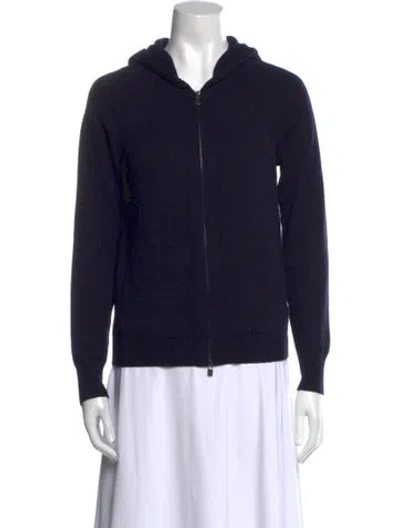Pre-owned Loro Piana Merano Bomber Baby Cashmere Sweater In Blue